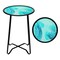 G128 14 in Round Glass Outdoor Side Table Jellyfish Ocean Pattern | Decorative Plant Stand, Small End Table for Garden Patio Porch Living Room